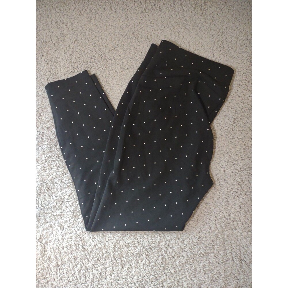 Carmen Marc Valvo Women's Black Leggings Polka Dot XL Stretchy Lightweight